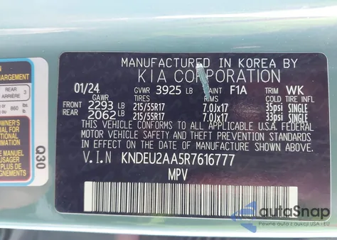 2024 Kia Seltos S from USA, damaged, VIN KNDEU2AA5R7616777